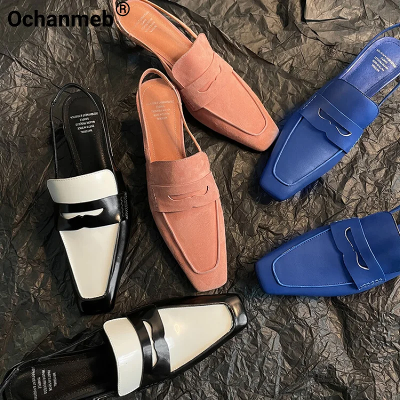 

Туфли-лодочки Ochanmeb женские из овечьей кожи, лаконичные мокасины на каблуке с котятами, брендовые модельные туфли с квадратным носком, весна