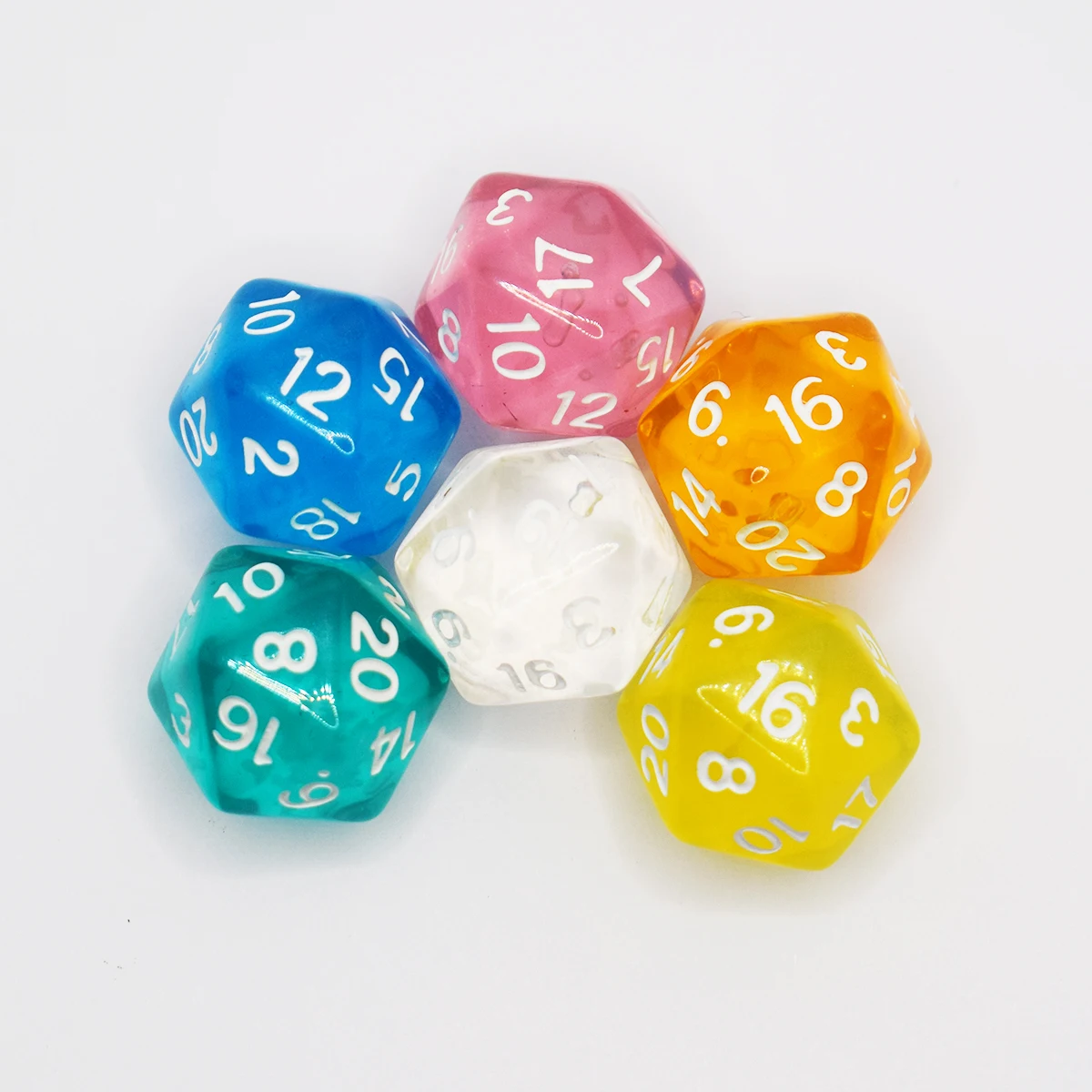 Фото Набор многогранных кубиков D20 для MTG, D&D, RPG, Magic the Gathering, 6 шт., в пакете, цвета желе №2