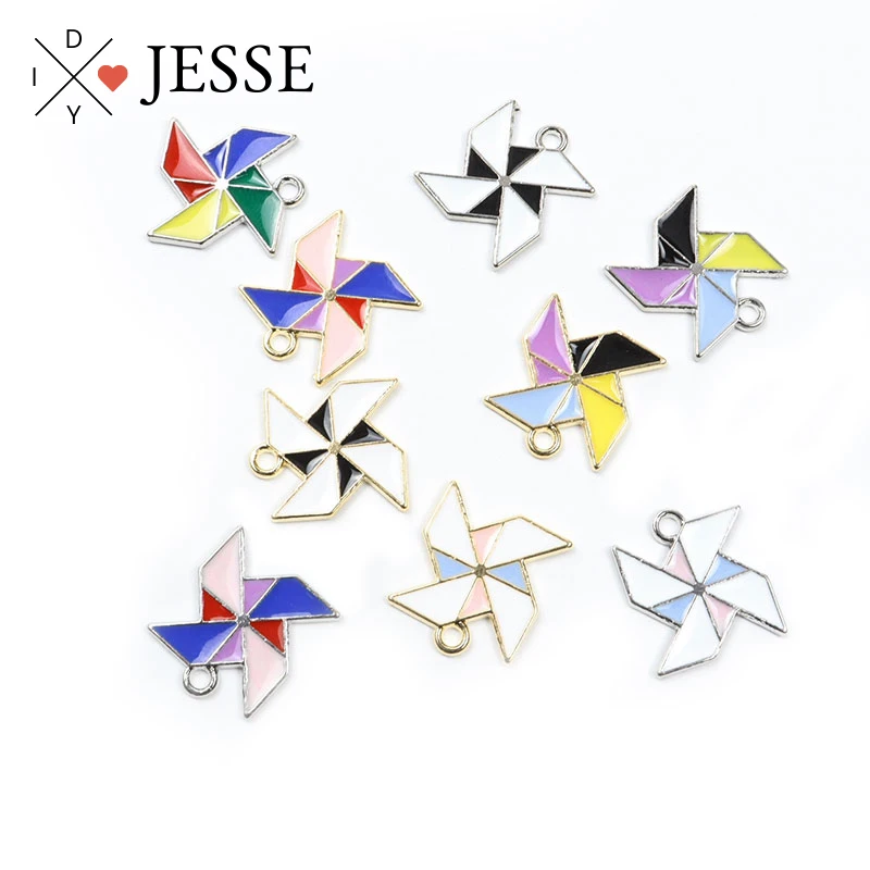 

10Pcs Enamel Multicolor Fly Kite Pendant Cartoon Cute Mini Windmill Charms For Handmade DIY Making Accessories Jewelry Findings