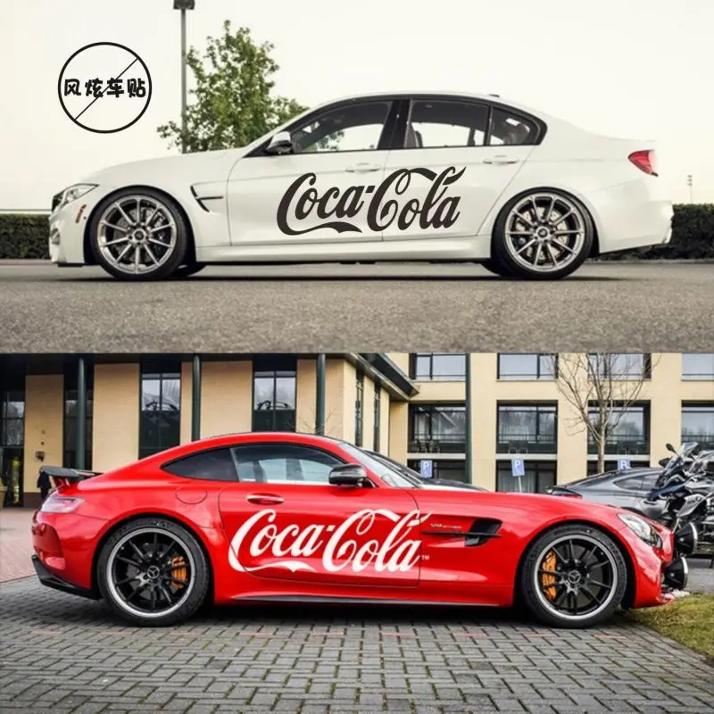 

Coca-Cola Fashion Car Stickers Creative Personality Pull Flower Body Stickers Scratches Trend Decoration Modified Car Stickers