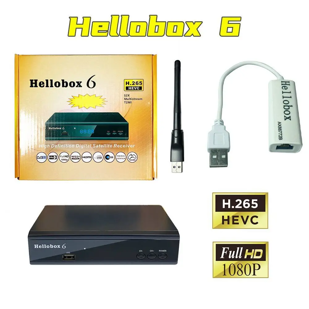 Hellobox 6 совместимый V5 Plus спутниковый приемник H.265 HEVC мультипотоковый USB WiFi авто Powervu