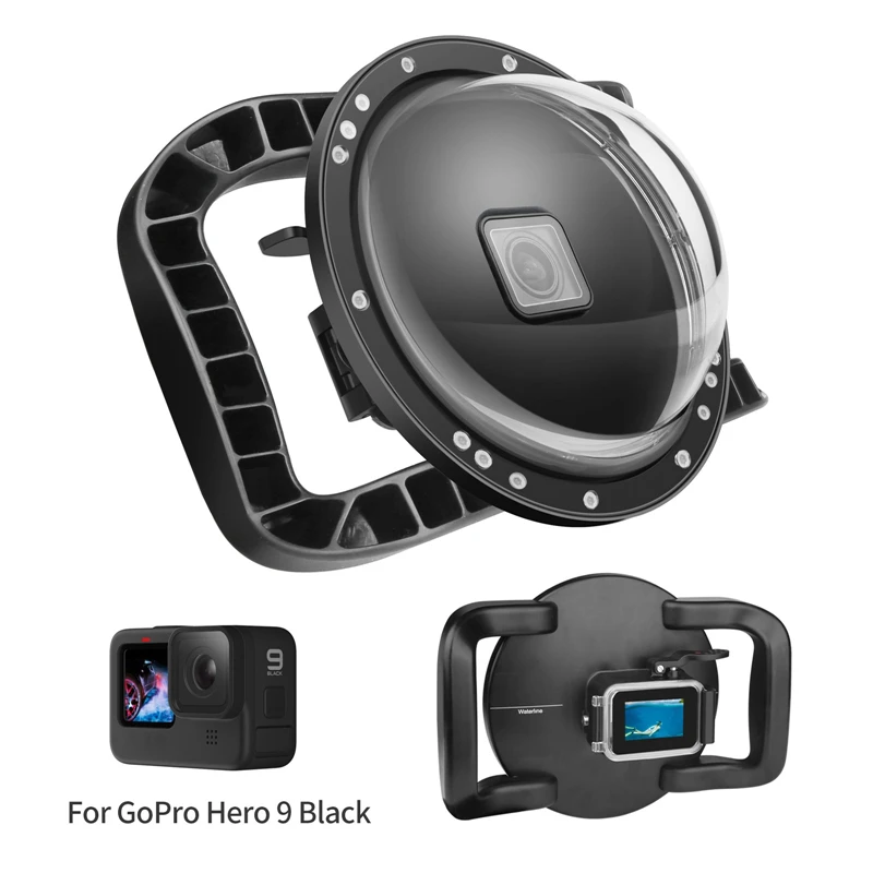 

Водонепроницаемый чехол с 6 дюймовым купольным портом для GoPro 10 9, черный чехол для объектива, чехол для дайвинга с ручным триггером для Go Pro Hero 10 9