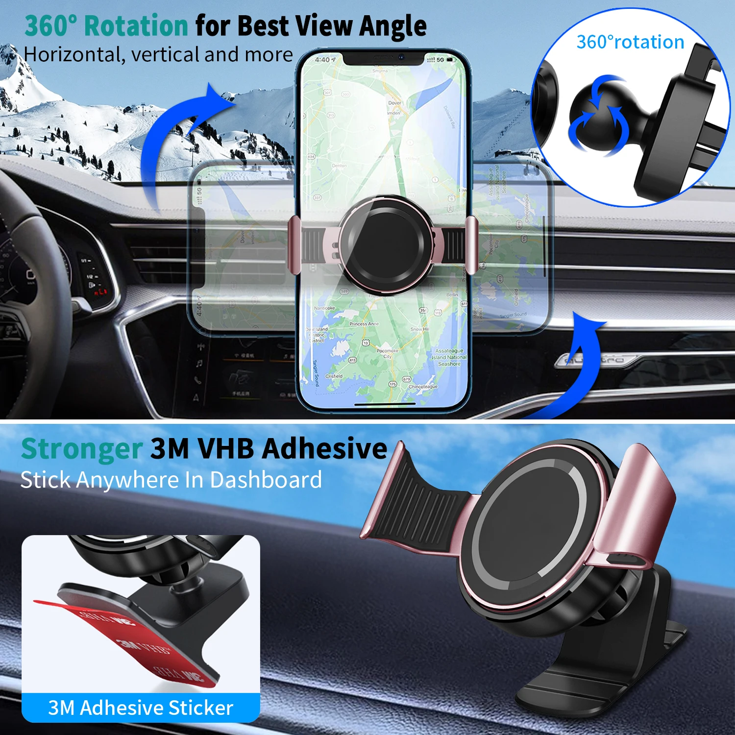Cellphone Clamp for Magnet Car Mount Metal Phone Clip with Dashboard Air Vent Magnetic Car Holder Fits for iPhone 12/13 Pro Max images - 6