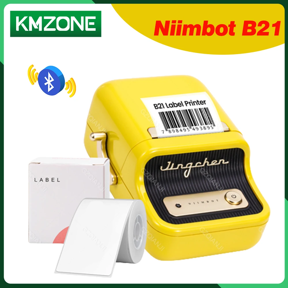 

Niimbot B21 Portable Thermal Label Printer Bluetooth Wireless Maker Used for Clothing Address Business Yellow Machine with Rolls