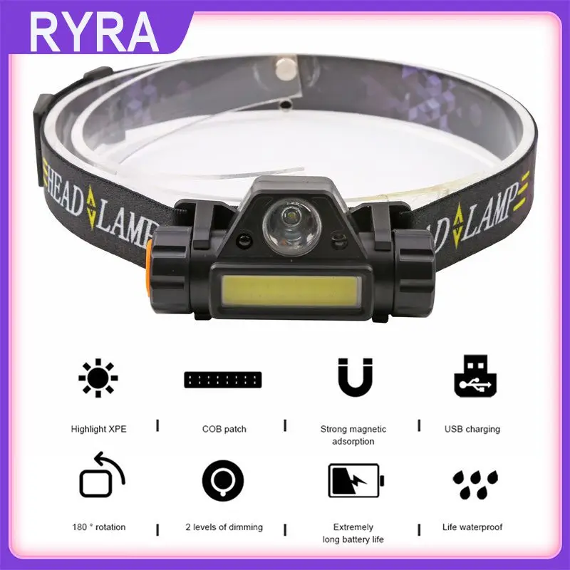 

COB Head Lamp USB Rechargeable XPE LED Fishing Headlamp Waterproof Head Light Torch Lamp Induction Magnet Work Light 2 Modes