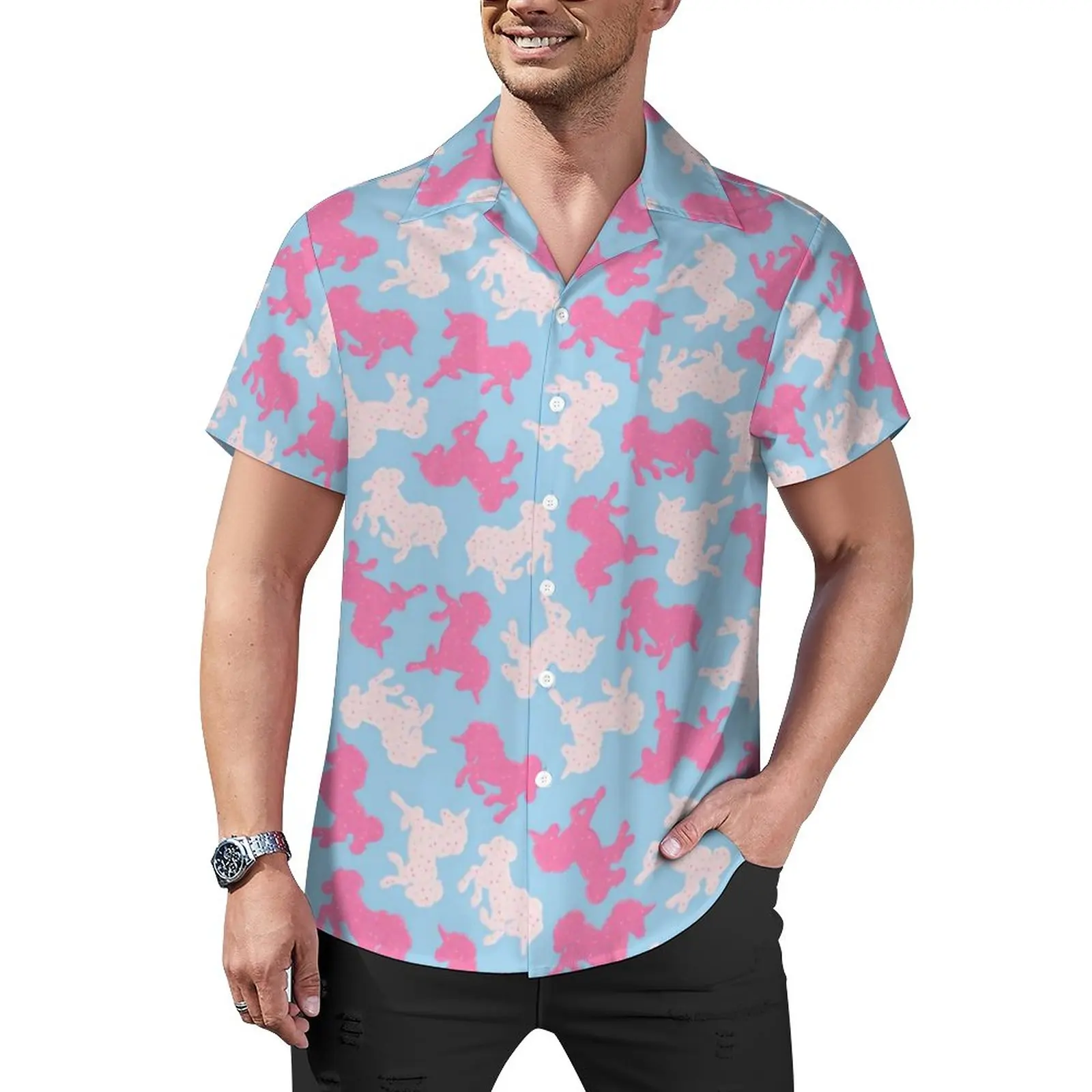 

Cute Animal Print Blouses Man Frosted Unicorn Casual Shirts Hawaiian Short Sleeves Pattern Retro Oversized Beach Shirt Gift Idea