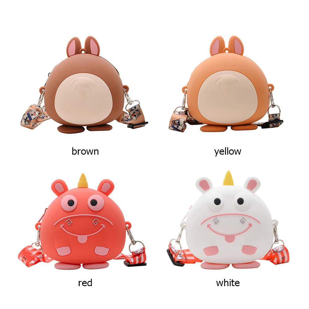 

Cute Cartoon Cow Shoulder Bag Classic Texture Delicate Design Creative Silicone Small Pouch Parent Child Messenger Purse