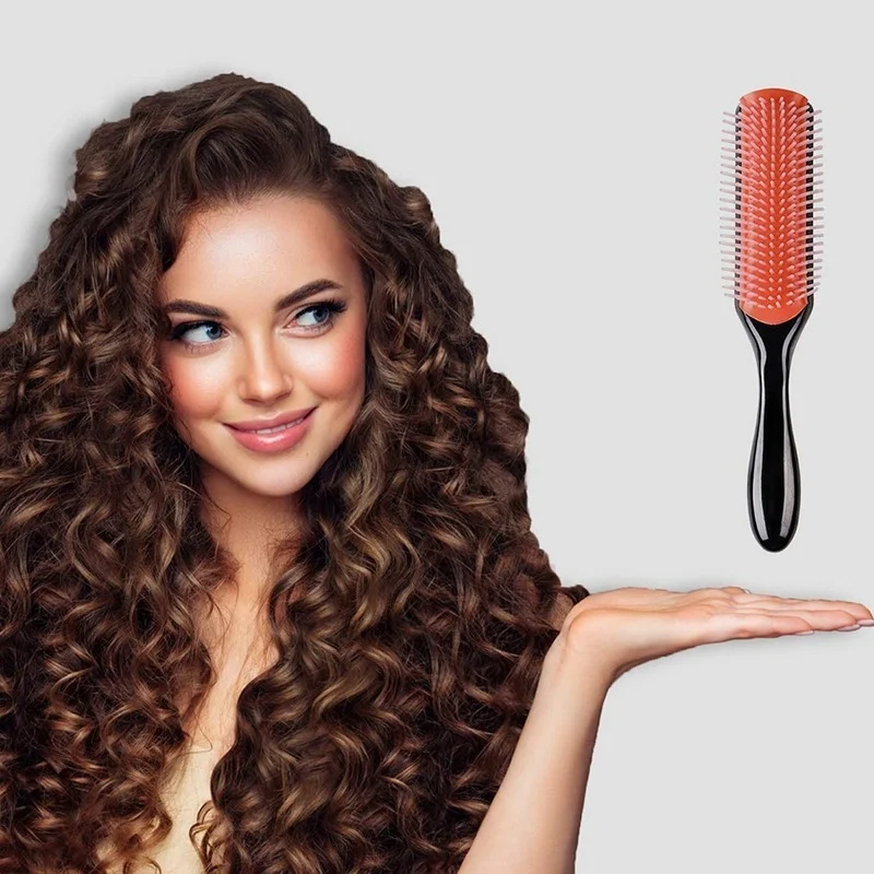 

Hair Comb 9-Row Detangling Hair Brush Classic Rat Tail Combs Styling Hairbrush Straight Curly Wet Hair Scalp Massage Brush Women