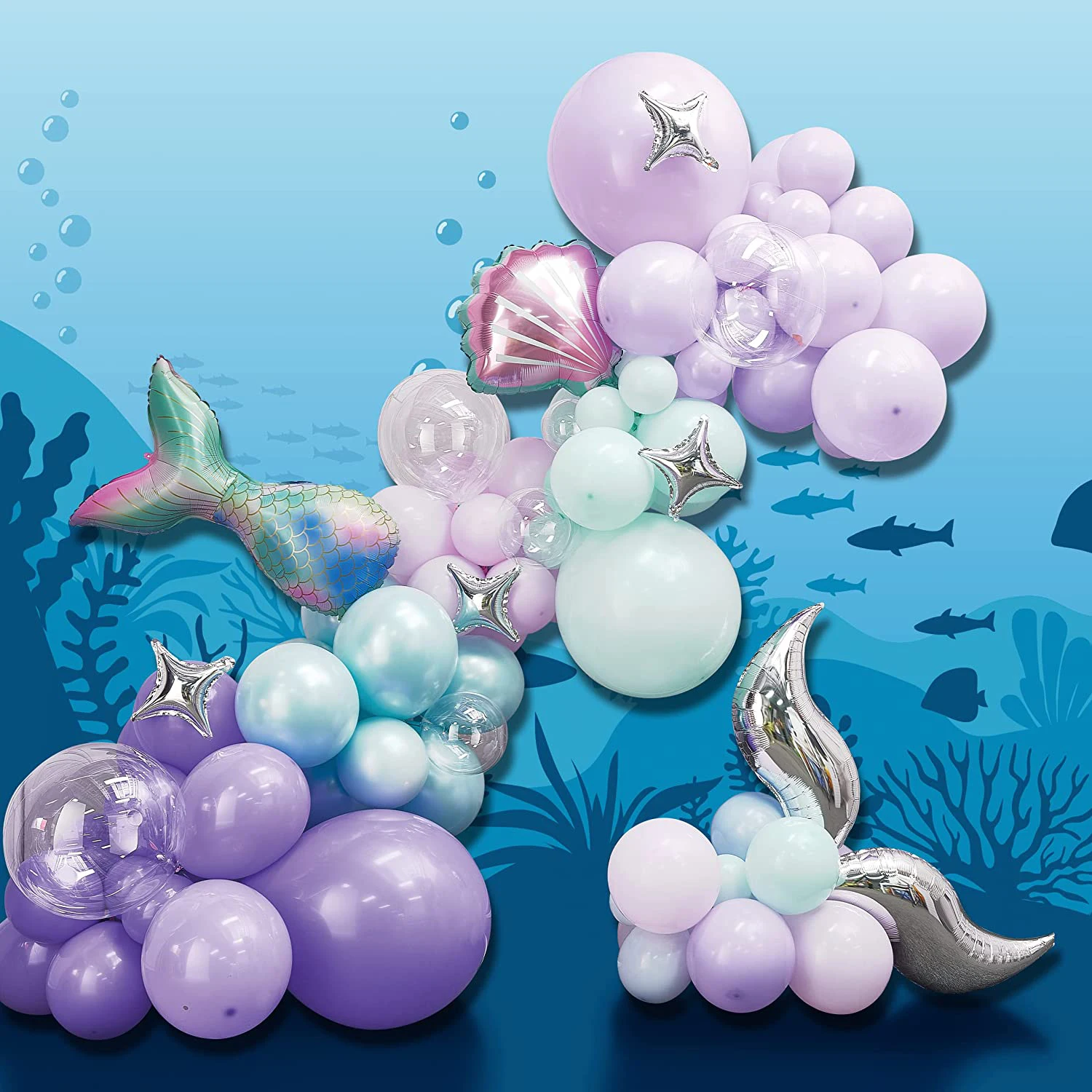 

107pcs Mermaid Theme Birthday Arch Balloons Garlands Set Wedding Ballons Under The Sea Girl One 1st Happy Birthday Party Decor