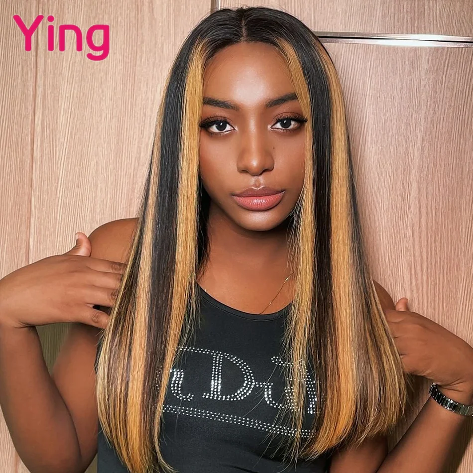 13X6 /13X4 Lace Front Wigs Highlights Brown Color Bone Straight Human Hair Lace Frontal Wigs with Baby Hair Peruvian Lace Wigs