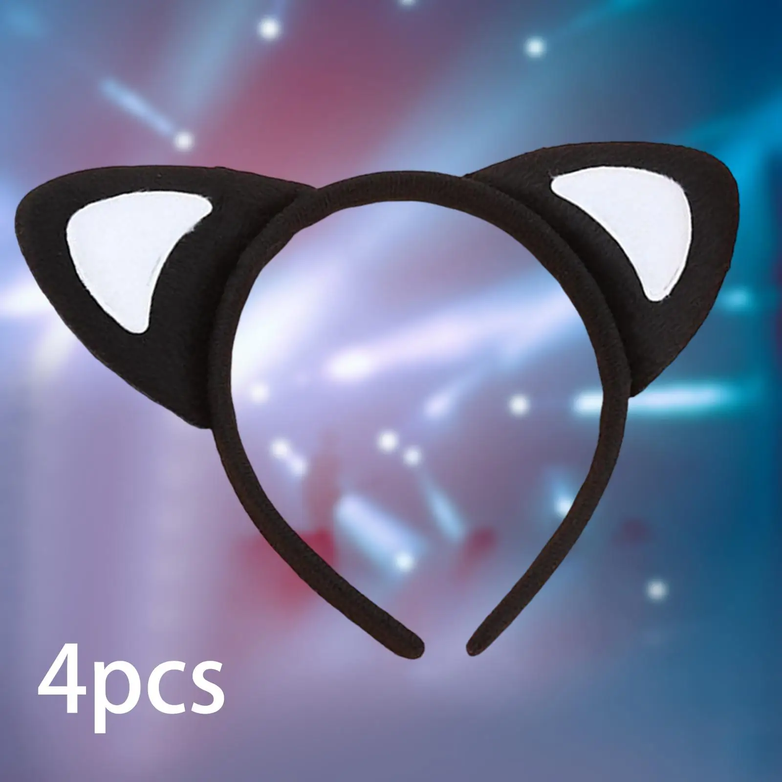 

4Pcs Cat Ears Headband Hairbands Lovely Cat Ear Hair Hoops Cartoon Plush Girl Headband for Costume Favors Girl Women