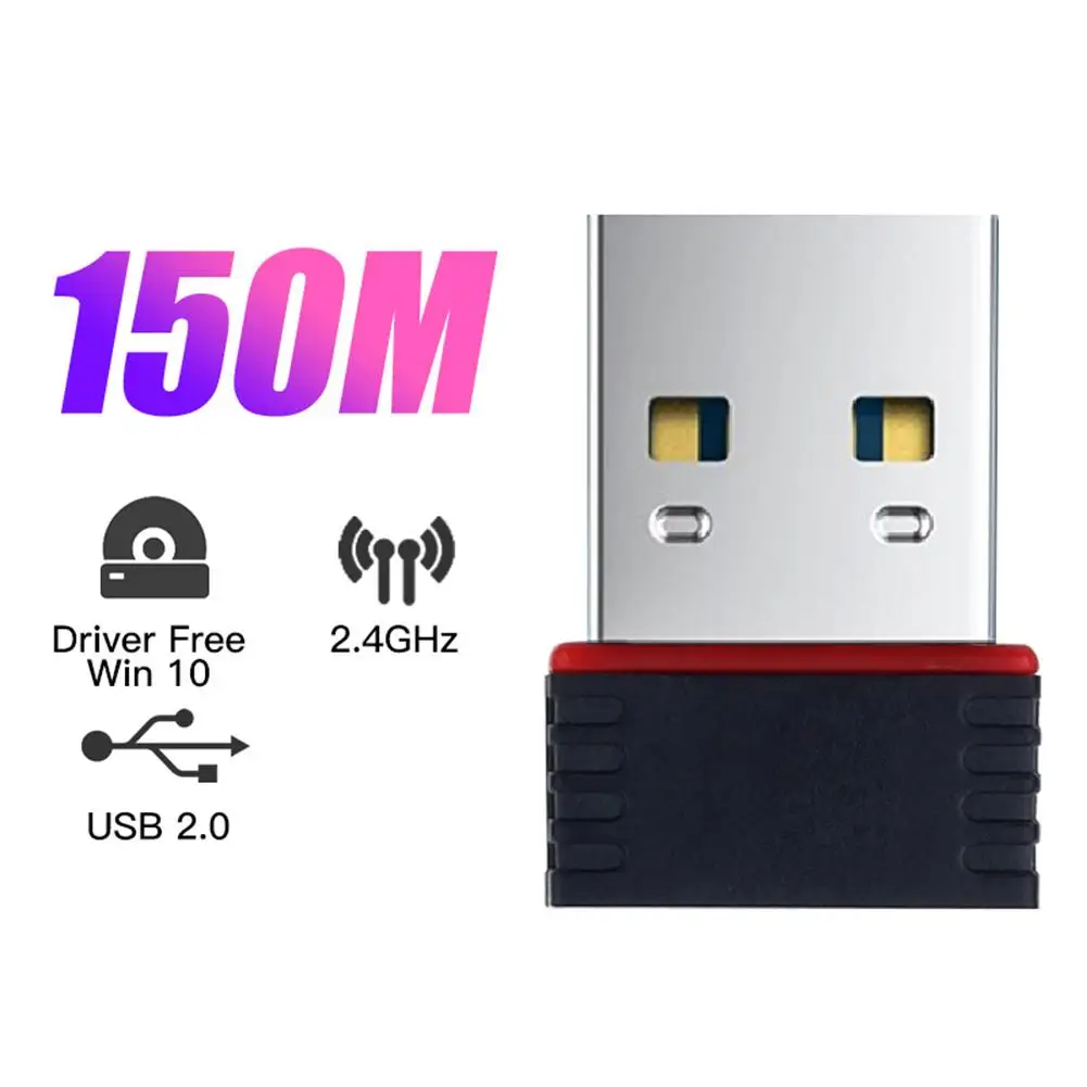 

150m Wifi Usb 2.0 Network Adapter Mini Powerful 802.11 B/g/n Lan Card Wi-fi Dongle For Laptop/pc 1-14 Channels