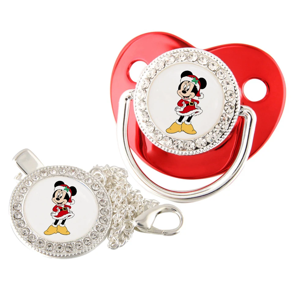 

Christmas Disney Minnie Baby Pacifier WIth Chain Clip BPA Free Silicone Dummy Nipple For Baby Unique Shower Christmas Gift