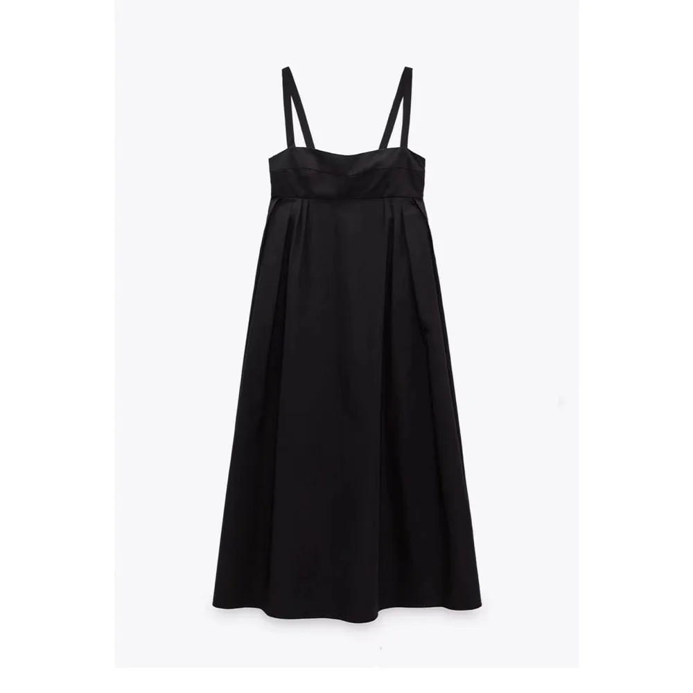 

2022 women's summer new loose midi dress fashion casual temperament backless high waist suspender skirt