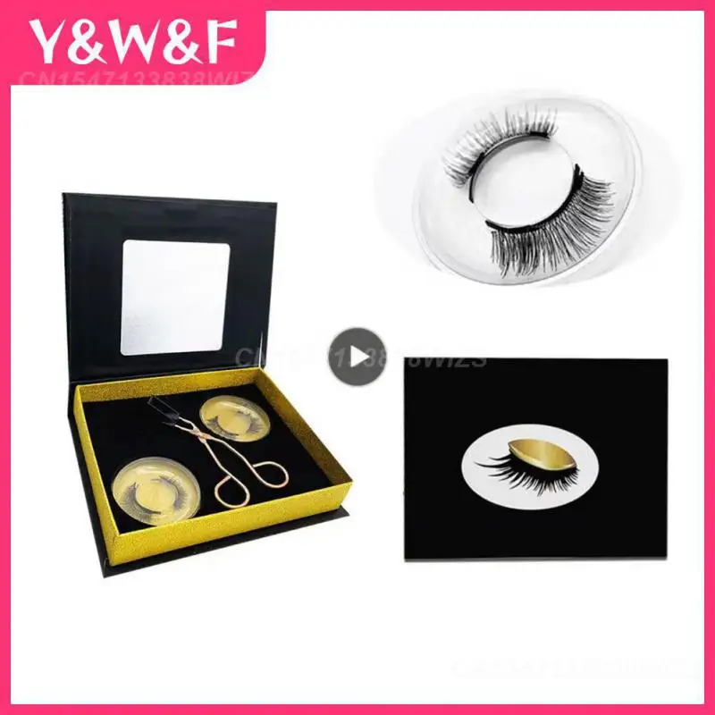 

2 Pairs Magnetic Eyelashes Reusable Handmade 3D Mink False Eyelashes Natural Curl With Magnetic Tweezers False Eyelashes Tools