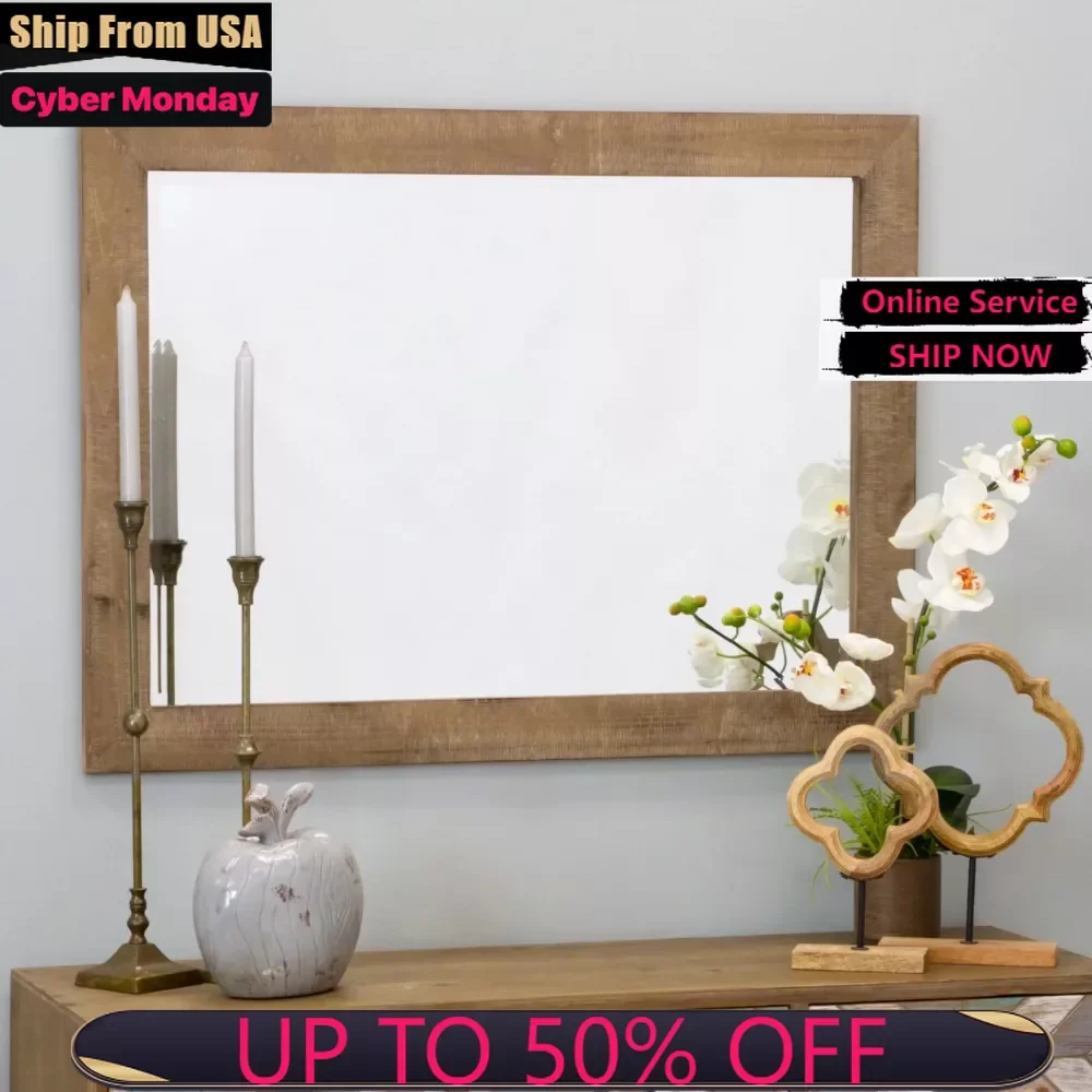 

Morris Rustic Wood Wall Mirror - Gray 30" x 20" by Aspire