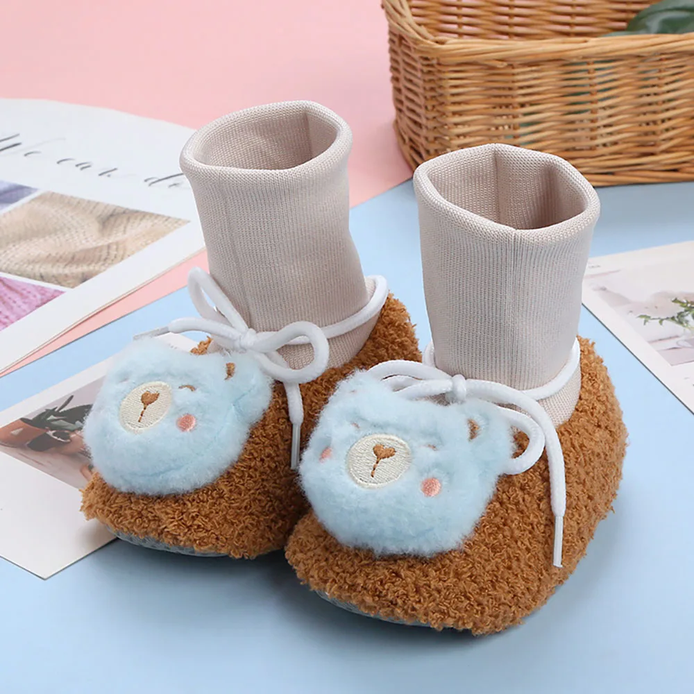 

Winter Toddler Shoes For Infant Baby Thick Warm Indoor Floor Footwear Plush Fur Thick Warm House Footwear For Newborn