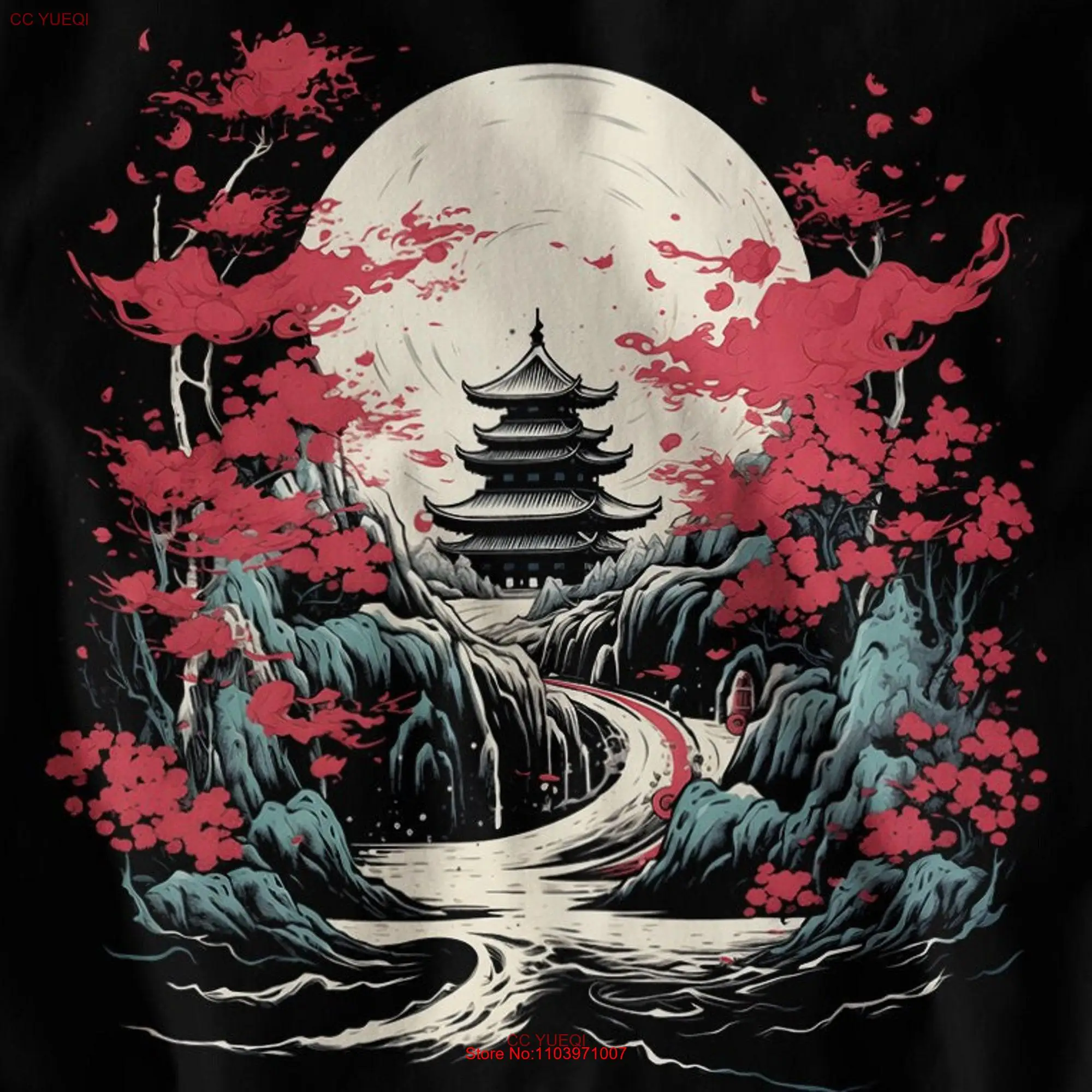 Футболка с изображением дзен реки Луны японский дизайн ярмарка высокое качество