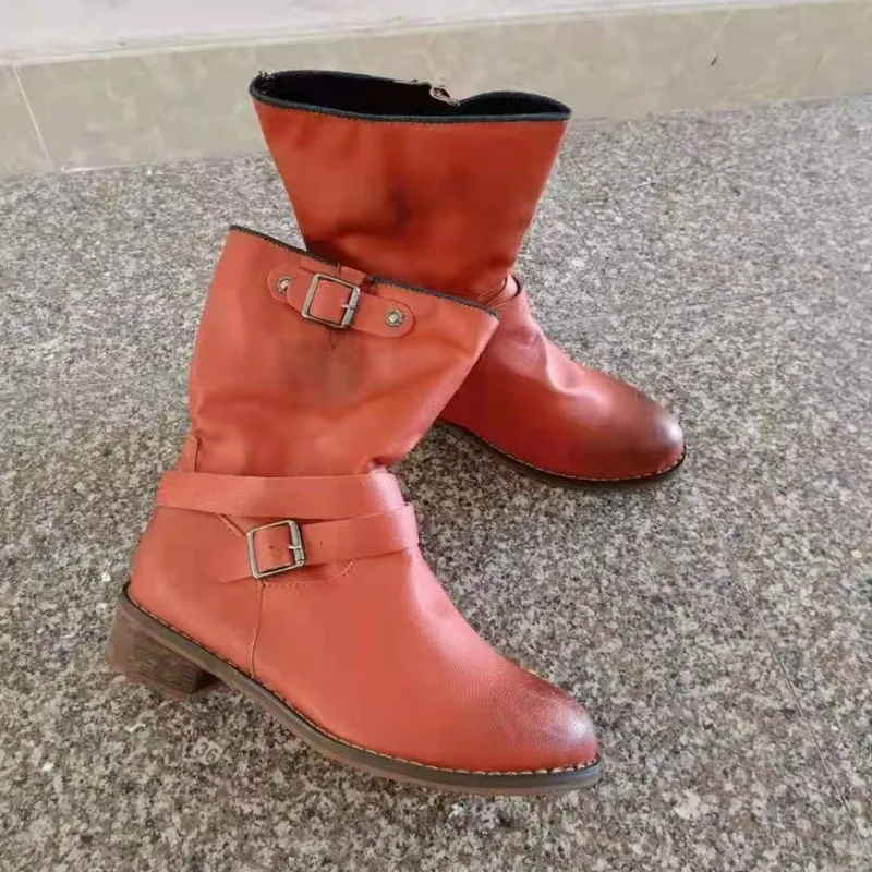 Женская обувь 2022 винтажные стильные женские ботинки из искусственной кожи на