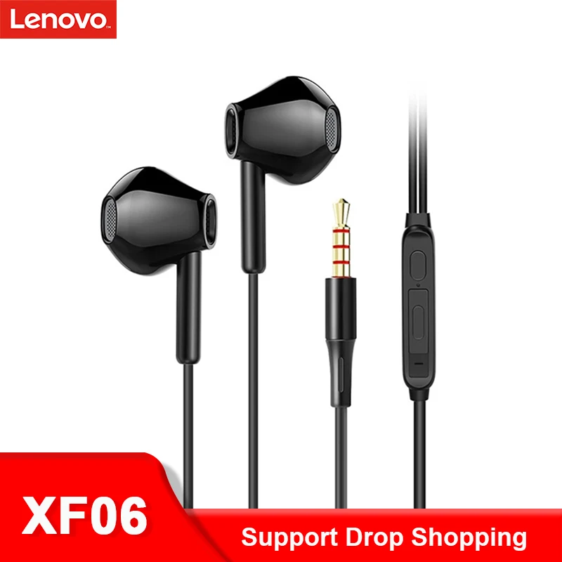 

Оригинальные проводные наушники Lenovo XF06 с шумоподавлением, наушники-вкладыши, проводные наушники с линейным управлением для телефонов