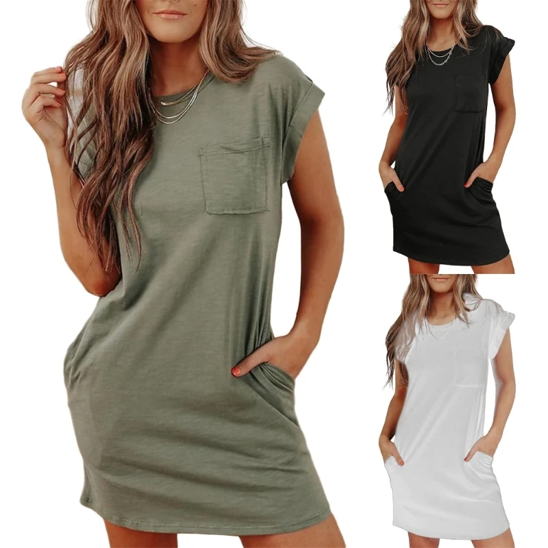 Женские летние повседневные платья-футболки