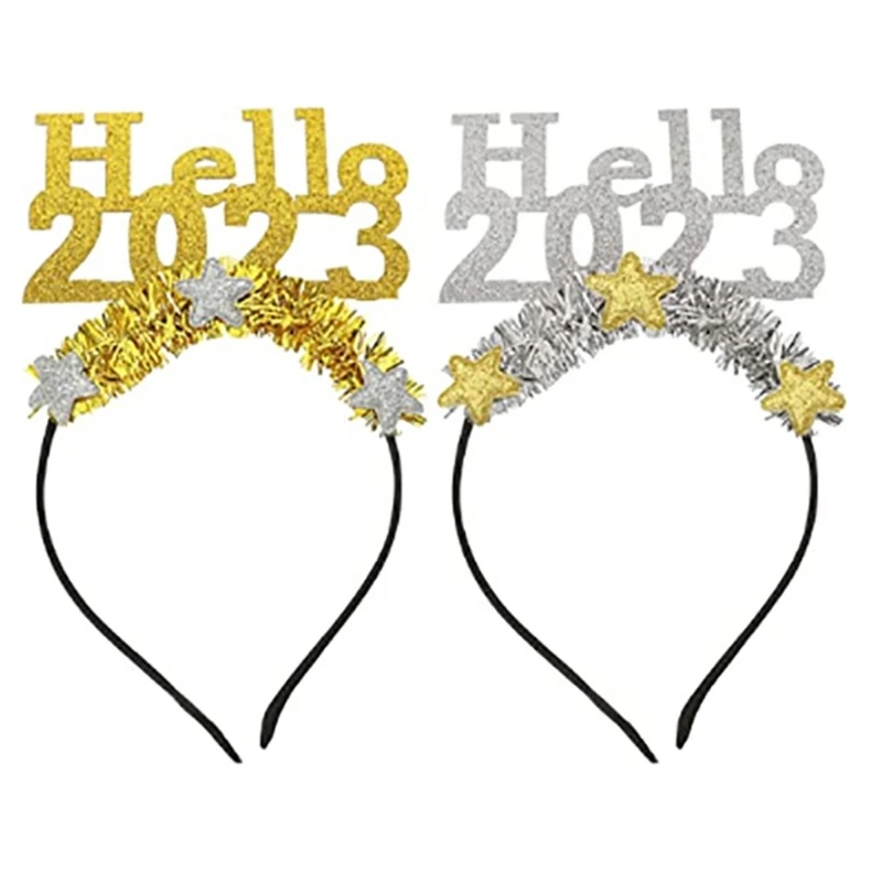 

2023 головная повязка Новогодняя головная повязка Hello2023 Новогодняя головная повязка головной убор Новогодняя повязка для волос для женщин и девочек