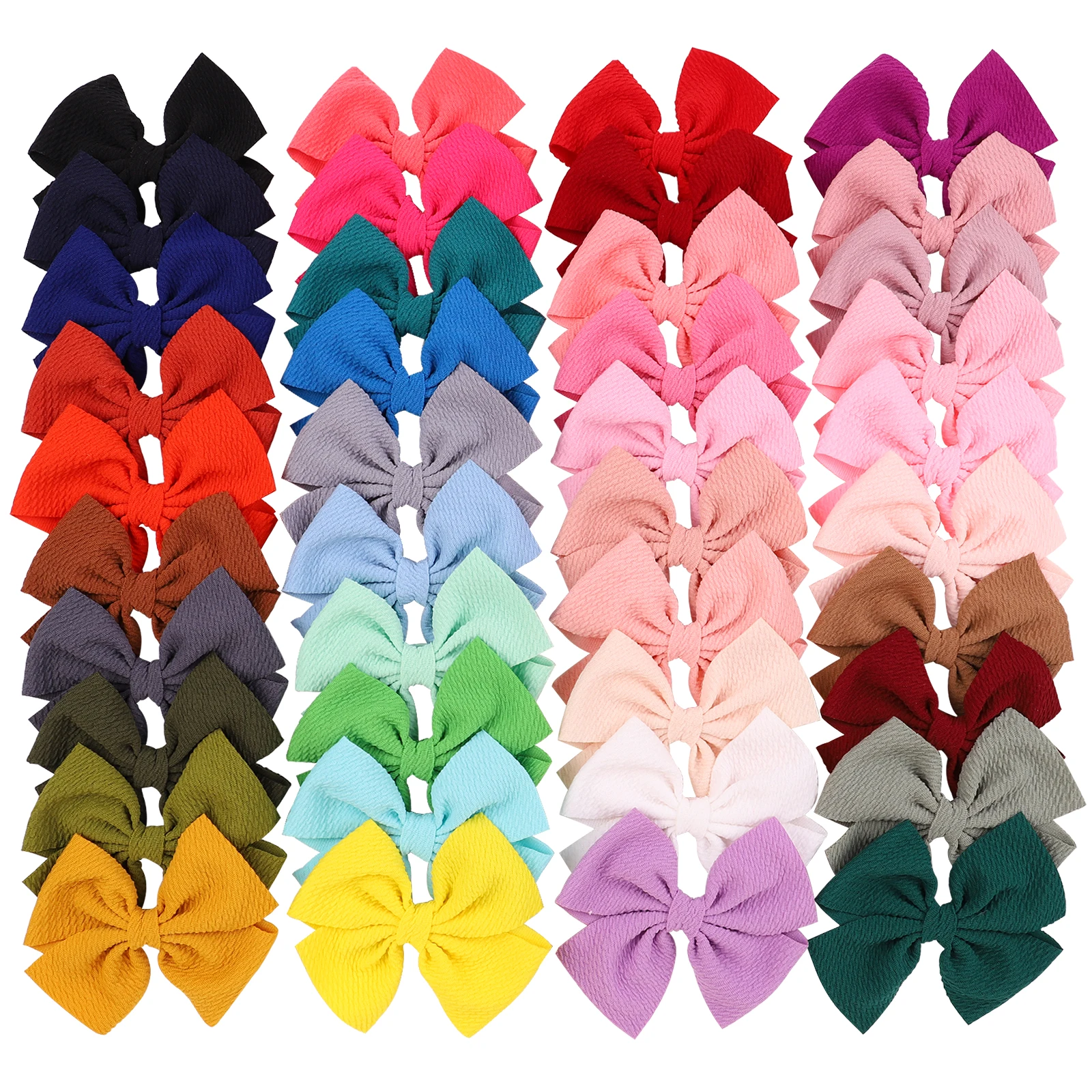 

40Colors 1Piece Cute Nylon Bowknot Hair Clips for Girls Handmade Safety Hairpins Boutique Sweet Barrettes Kids Hair Accessories
