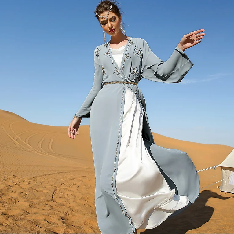 Ramadan Eid Open Kimono Abaya Dubai Turkey Islam Muslim Dress Abayas For Women Robe Caftan Marocain De Soiree Musulmane Femme