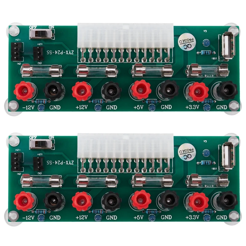 

2X Electric Circuit 24Pins Atx Benchtop Computer Power Supply 24 Pin Atx Breakout Board Module Dc Plug Connector