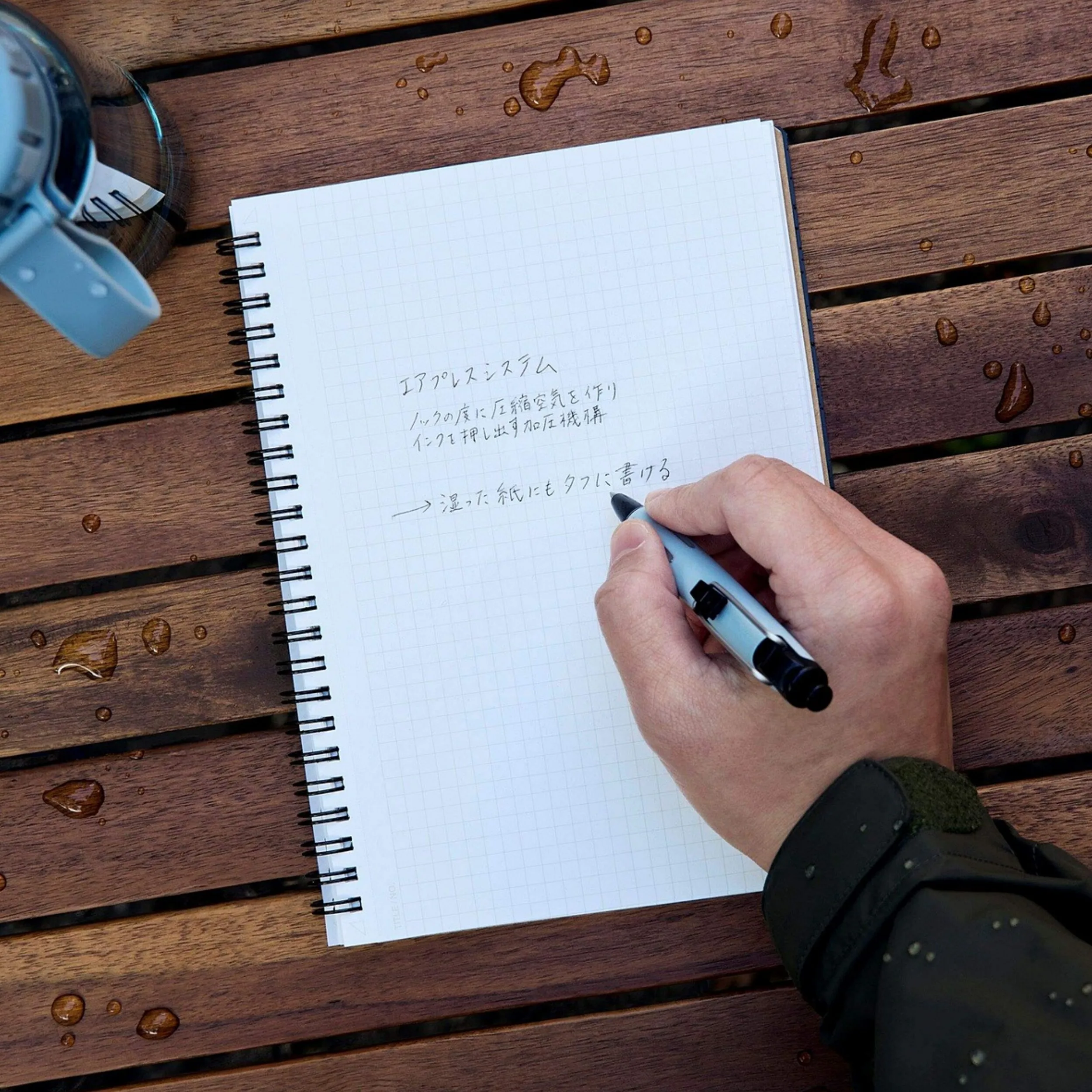 Фото Японская ручка TOMBOW Air Press с нажимным механизмом, 0.7 мм, черные чернила, новая, цвета хаки, бежевый, синий, серый, всепогодная ручка для письма на открытом воздухе №3