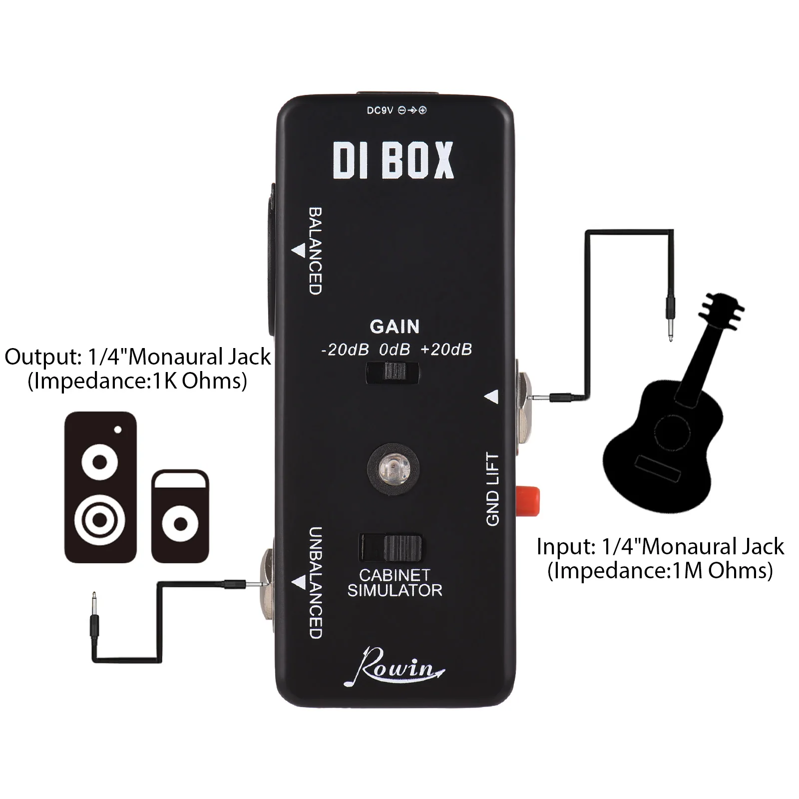 Мини-педаль Rowin Di Box Для Гитары Педаль Эффектов Со Сверхнизкими Искажениями