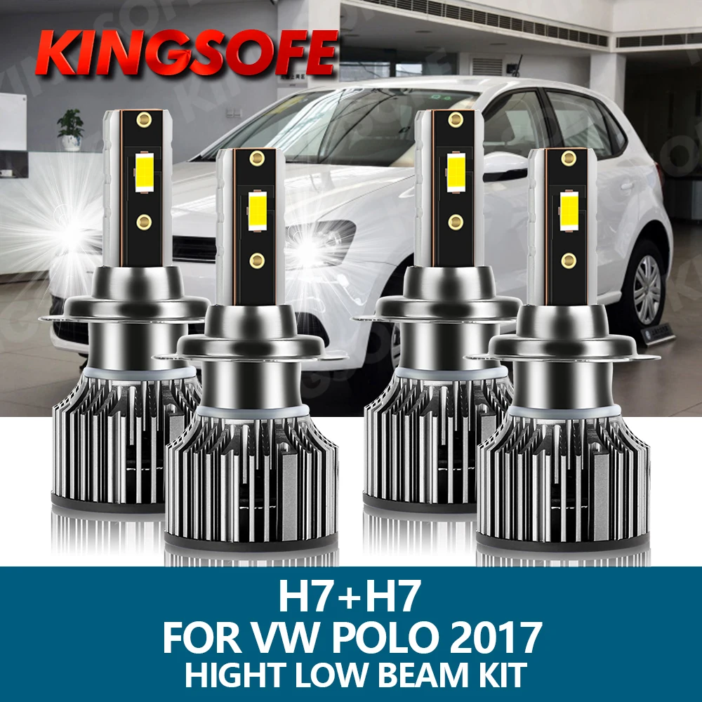 

Автомобисветильник светодиодные фары KINGSOFE, 4 шт., H7, 100 лм, 6500 Вт, чисветильник CSP, 2017 к, комплект белых фар ближнего и дальнего света для Volkswagen VW...