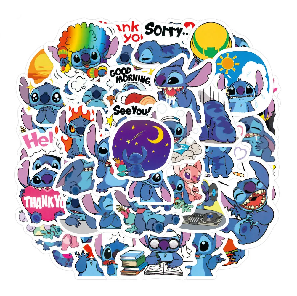

50Pcs Disney Classic Animation Lilo Stitch Waterproof Cartoon Sticker Decorate Guitar Helmet Computer Diy Decal Holiday Gifts