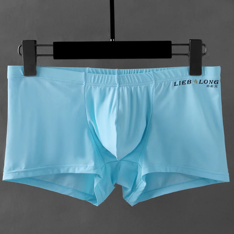 Underwear Sexy Man Nylon Boxer silk Slip summer Ropa U pouch sexi red for man boys Boxers Solid Color Shorts Men's Panties