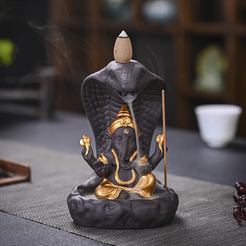 Горелка для благовоний с фиолетовым песком, ручная работа, змея, с обратным потоком, курильница, как Бог, с обратным потоком, декоративная курильница