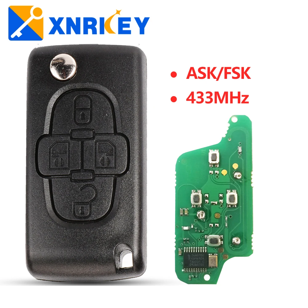 

XNRKEY 4 Buttons Flip Remote Key Circuit Board Fob 433Mhz for Peugeot 1007 for Citroen C8 VA2/HU83 Blade CE0523 Car Key