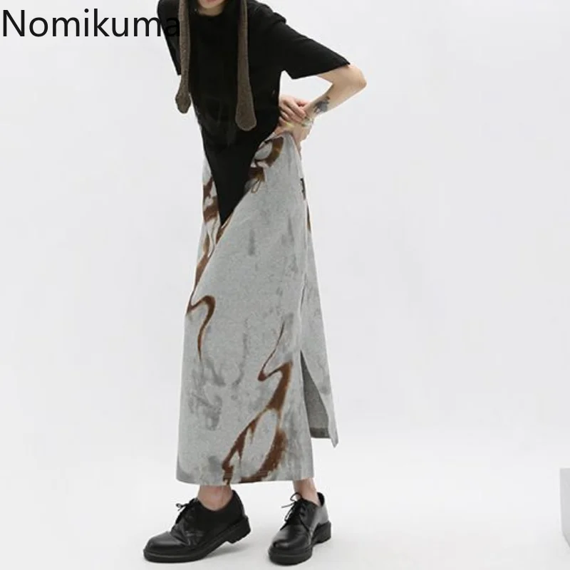 

Юбка женская демисезонная с высокой талией и разрезом на подоле, Y2k