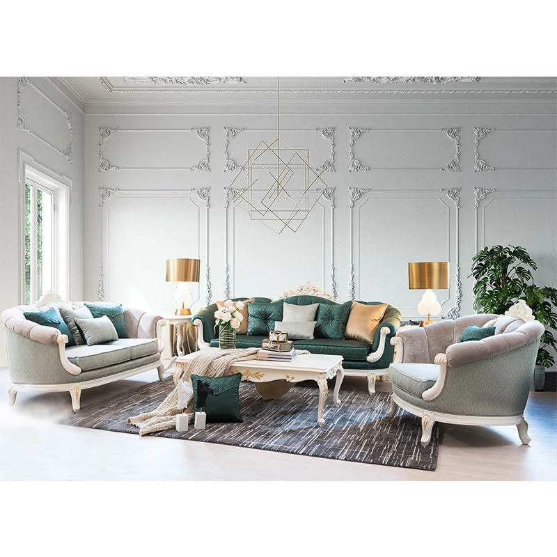 Simple French country fabric sofa combination elegant solid wood small  French gold European carved furniture - купить по выгодной цене | AliExpress
