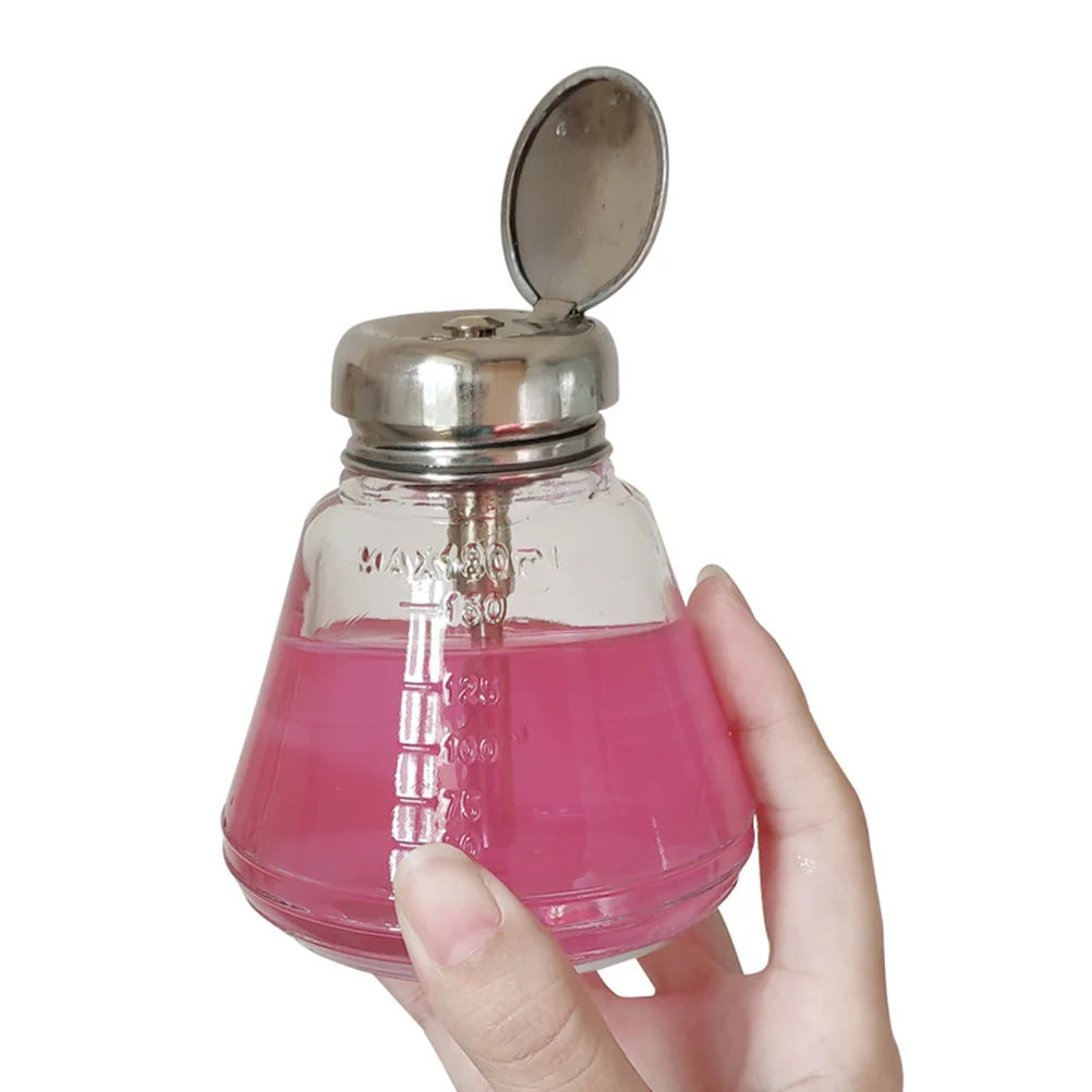 

1PC 180ML Empty Cleaner Bottle Drop-shaped Glass Nail Polish Remover Bottle Liquid Press Pump Bottle