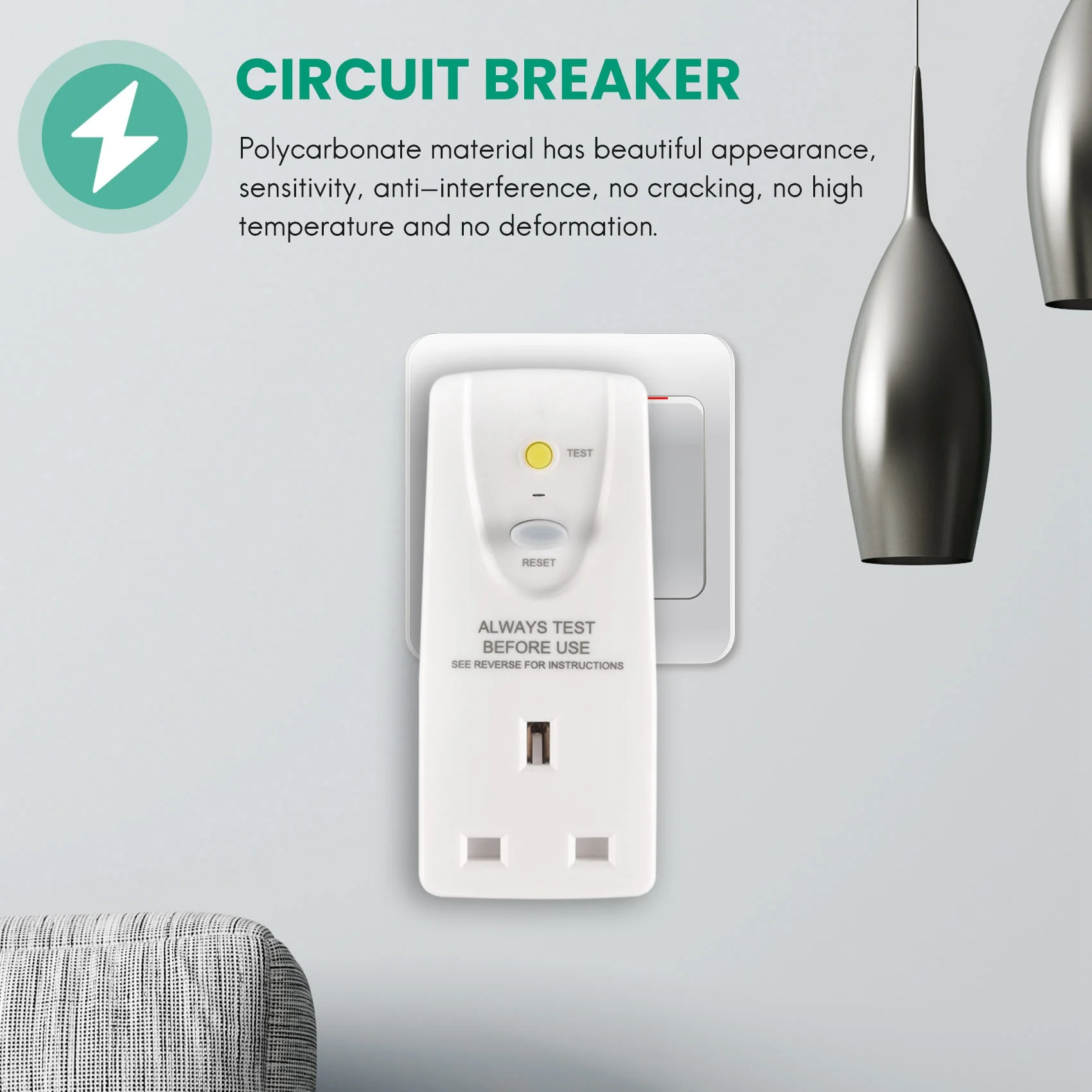 Вилка стандарта Великобритании 13A защиты от утечки Gfci Розетка Rcd Домашний