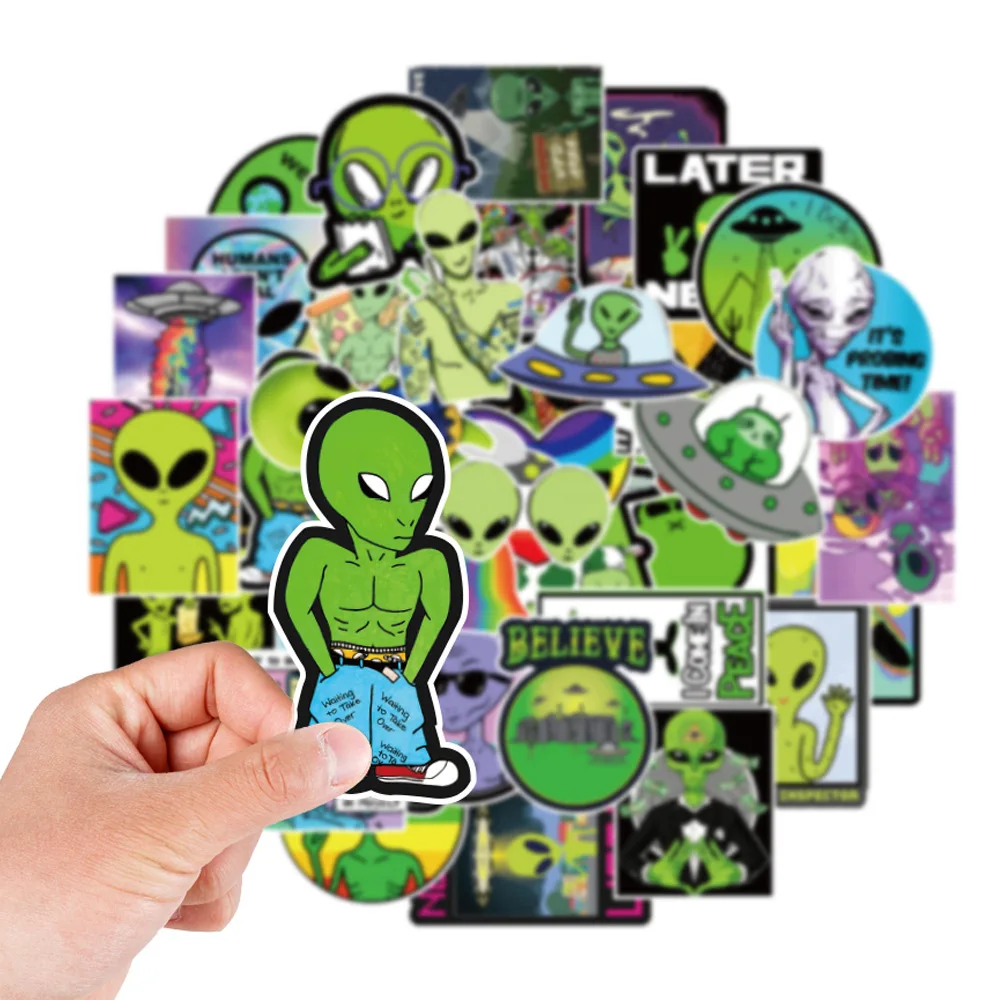 

50Pcs Alien Stickers Cartoon Cute Graffiti Sticker Decal Diary Car Fridge Skateboard Luggage Laptop Phone Bike Diy Kid Toy Gift