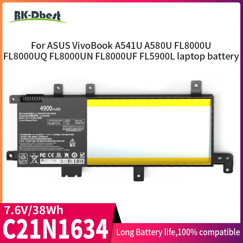 BK-Dbest factory Прямая поставка C21N1634 Аккумулятор для ноутбука ASUS VivoBook A541U A580U FL8000U FL8000UQ