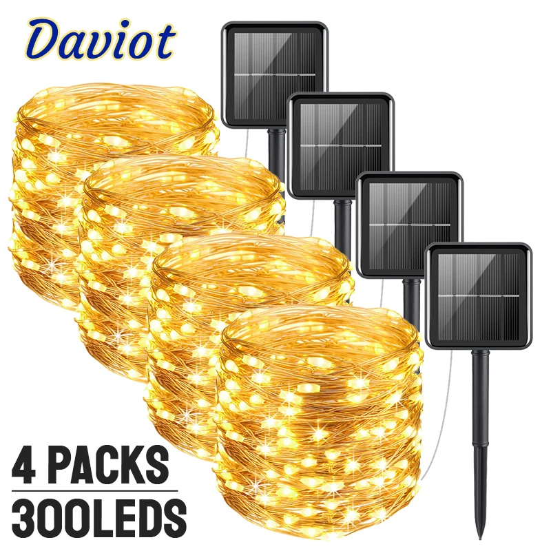 

32m/22m/12m/7m Solar Led Light Outdoor Festoon Led Lamp Solar Garden Outdoor Fairy Garland String Christmas Decor 4/2/1pack
