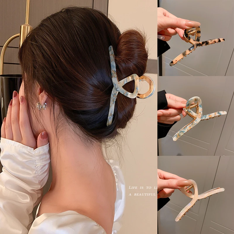

2022 New Elegant Metal Geometric Hair Claw Ladies Hair Accessories Girl Cross Crab Bath Clip Women Fashion Headwear
