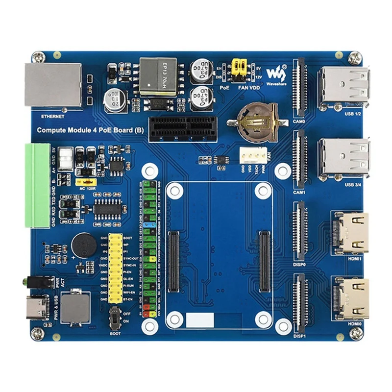 

Плата расширения Waveshare для Raspberry Pi CM4 Poe (тип B) Poe0, плата расширения для компьютера 4