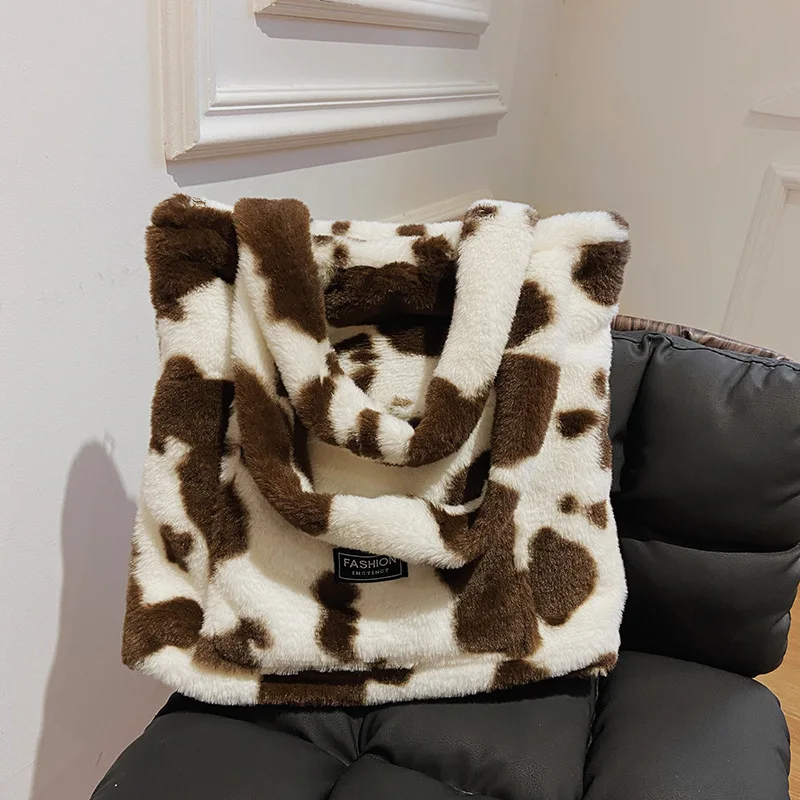 

Зимняя дизайнерская плюшевая Сумочка, женская сумка через плечо большой емкости, модная сумка-тоут 2022 для женщин, ручные сумки и кошельки