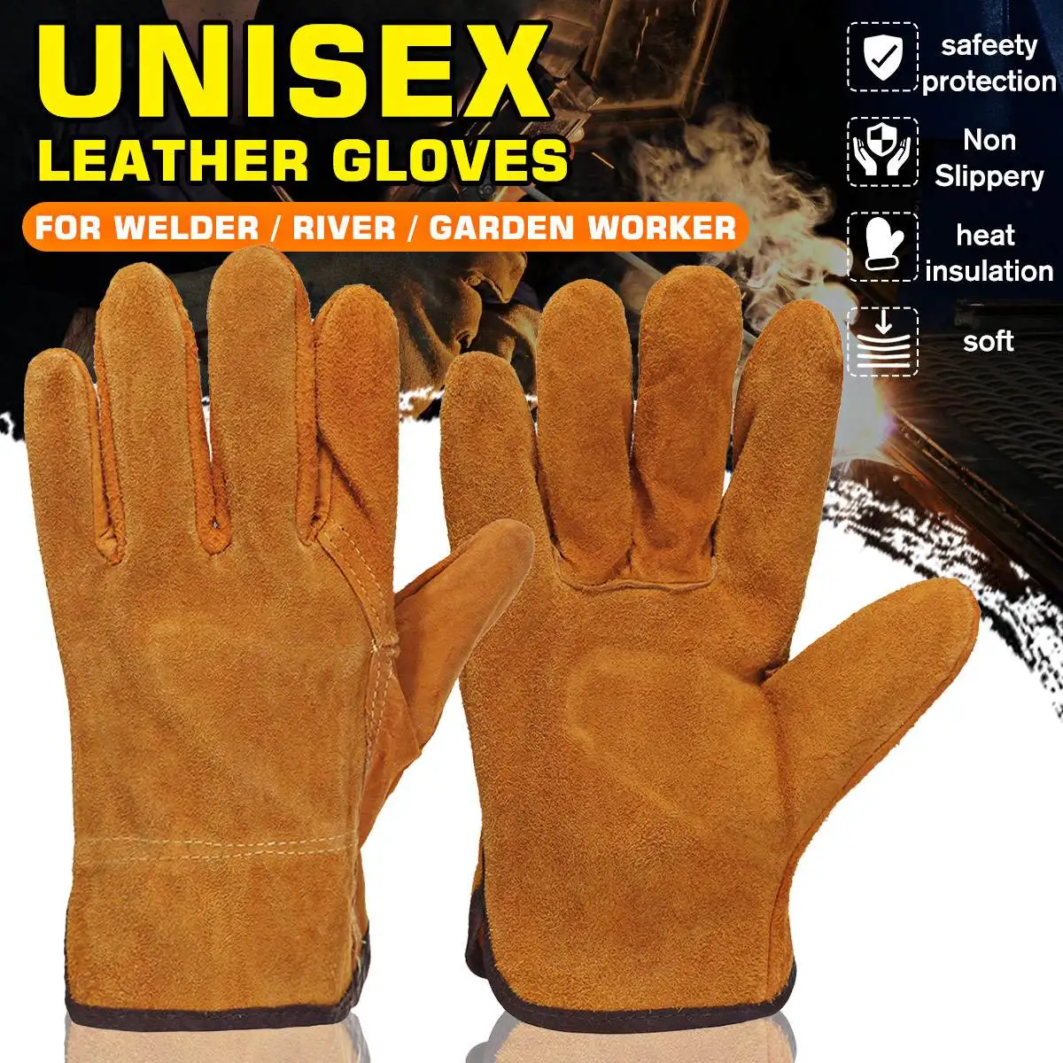 

Огнеупорные прочные перчатки сварщика из воловьей кожи, защитные рабочие перчатки для сварки металла, ручные инструменты, защитная воловья...