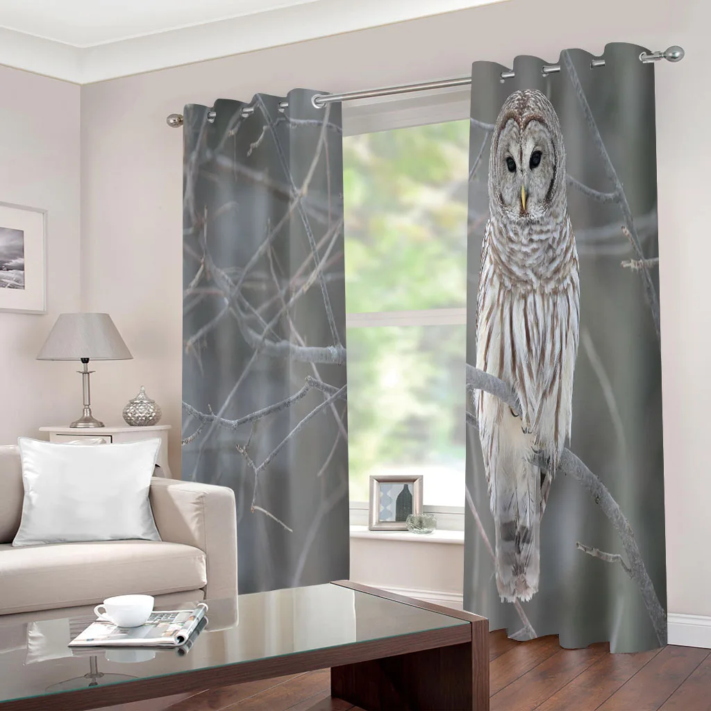 Customized Luxury Living Room Decoration Animal Owl 3D Cheap Modern Bedroom Winodw Blackout Curtains Set 2 Pieces Free Shiping