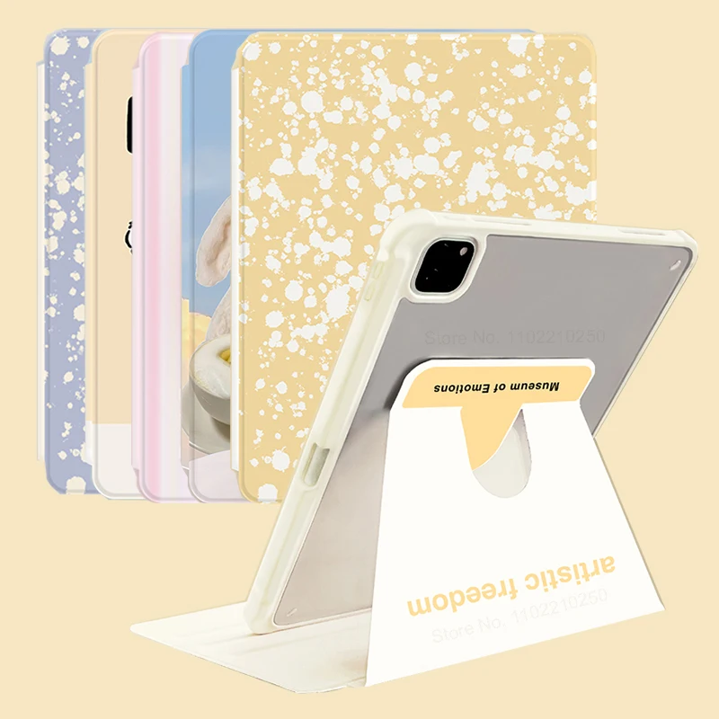 

360 Degree Rotation Protective Case For iPad Pro 12.9 2020 2021 2017 Version Cute Kids Smart Cover with Pencil Holder Funda Capa