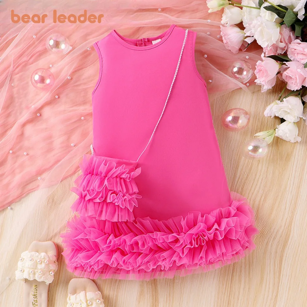 Bear Leader новые модные однотонные платья для девочек 4-7 лет детская одежда летнее